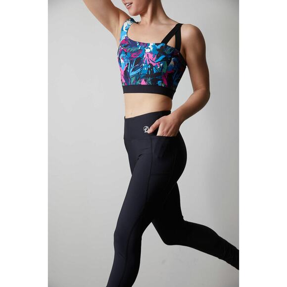 Josie Natori Womens Solstice Cropped Cami Top XS Blue Floral Asymmetrical NWT - Picture 7 of 7